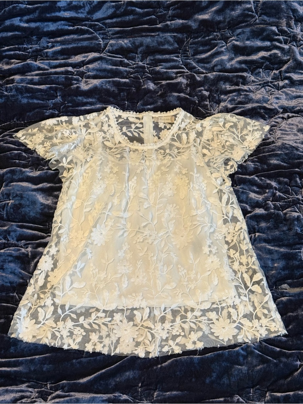 Altar’d State White Floral Lace Short-Sleeve Top